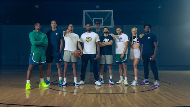 NBA and WNBA players in a New Balance photo shoot.