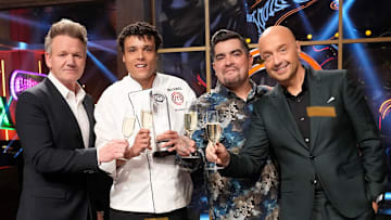 MasterChef Generations winner Michael Leonard with Gordon Ramsay, Aaron Sanchez and Joe Bastianich