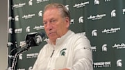 Michigan State Spartans head coach Tom Izzo speaks during his postgame press conference following a 66-60 loss to the Duke Blue Devils at the Breslin Center on Saturday, Dec. 6, 2025.