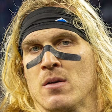 Detroit Lions linebacker Alex Anzalone (34) after the game against the Minnesota Vikings at Ford Field