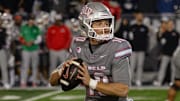 UNLV quarterback Anthony Colandrea (10) looks to throw against Nevada in the second half of an NCAA college football game in Reno, Nev.