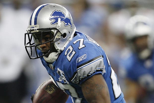 November 23, 2008; Detroit, MI, USA; Detroit Lions safety Daniel Bullocks (27) scores a touchdown after a Tampa Bay Buccaneer