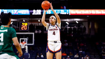 Jillian Brown shoots a jumper during the Virginia women's basketball game vs. Miami at John Paul Jones Arena.