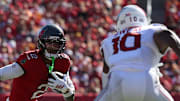 Tampa Bay Buccaneers wide receiver Emeka Egbuka (2) runs against Arizona Cardinals linebacker Josh Sweat (10) 
