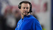 Memphis coach Ryan Silverfield walks to the sidelines after a timeout during the game between Memphis and Tulane at Simmons Bank Liberty Stadium in Memphis, Tenn.