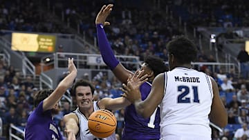 Nevada’s Nick Davidson looks to pass while taking on Washington at Lawlor Events Center in Reno on Nov. 9, 2024.