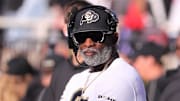 Colorado football coach Deion Sanders looks on against Texas Tech in a Big 12 football game Saturday, Nov. 9, 2024, at Jones AT&T Stadium.