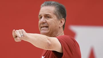 Razorbacks coach John Calipari at practice at the Eddie Sutton Practice Center in Fayetteville, Ark.