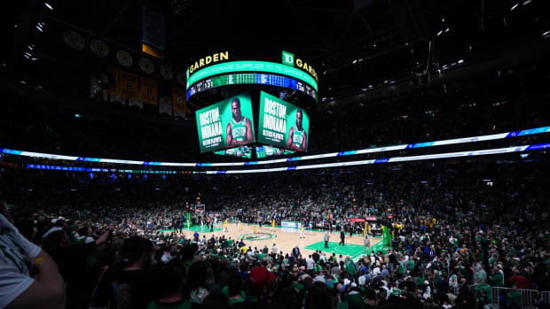 May 21, 2024; Boston, Massachusetts, USA; An overall view of TD Garden during game one of the eastern conference finals between the Boston Celtics and Indiana Pacers for the 2024 NBA playoffs. Mandatory Credit: David Butler II-USA TODAY Sports