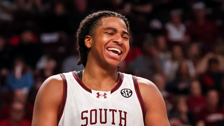 South Carolina Gamecocks forward Collin Murray-Boyles seemingly laughed at the Razorbacks all day Saturday while scoring a career-high 34 points. South Carolina Gamecocks forward Collin Murray-Boyles seemingly laughed at the Razorbacks all day Saturday while scoring a career-high 34 points.