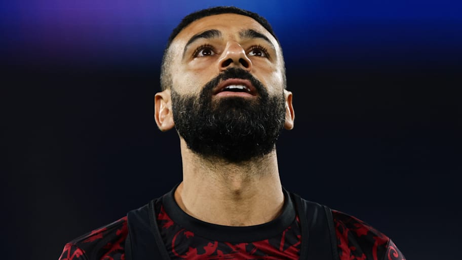 Mohamed Salah looking into the sky.