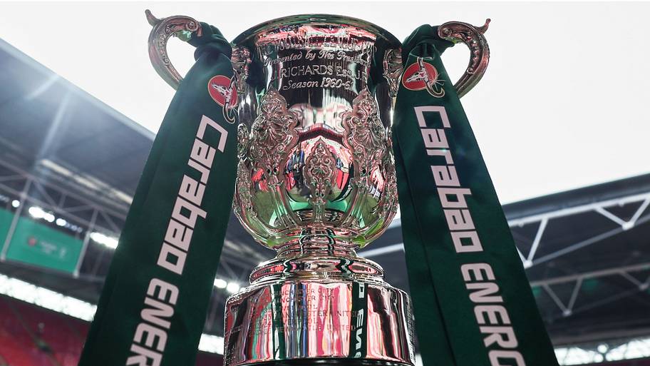 The Carabao Cup final trophy ahead of Arsenal’s clash with Manchester City at Wembley Stadium. 