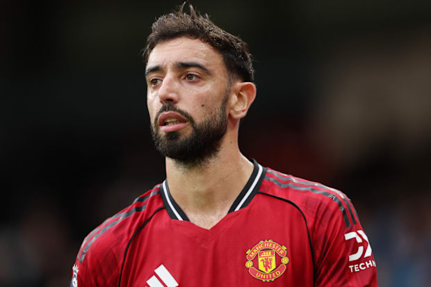 Bruno Fernandes appearing dejected. Bruno Fernandes appearing dejected.