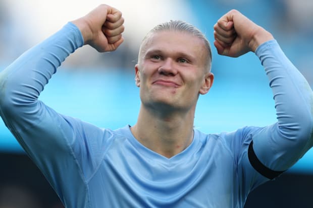 Erling Haaland celebrating.