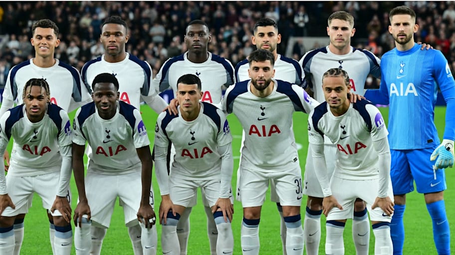 Tottenham’s squad line up for their Champions League clash with Copenhagen on Tuesday night.