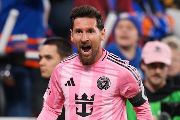 Lionel Messi celebrating.