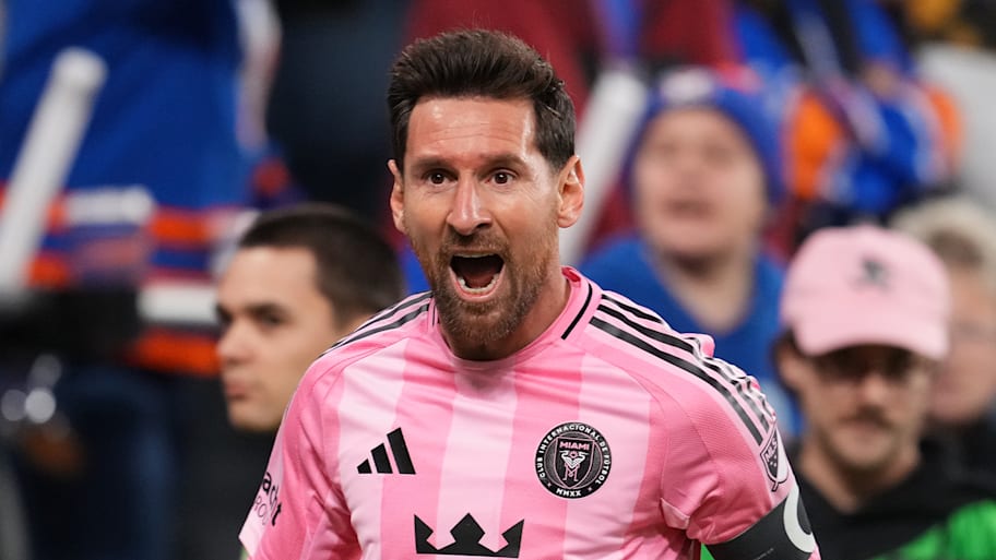 Lionel Messi celebrating.