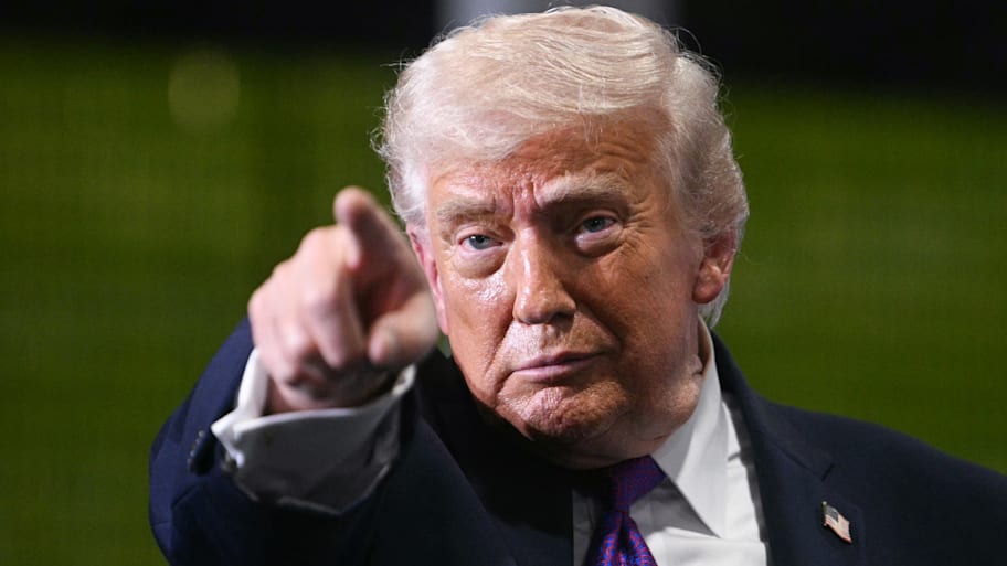 President Donald Trump pointing.