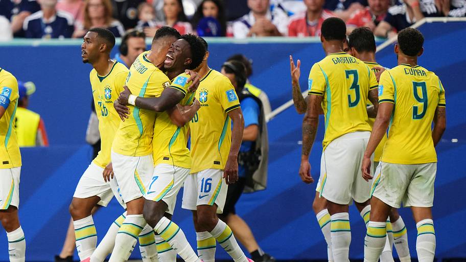 Brazil celebrating.