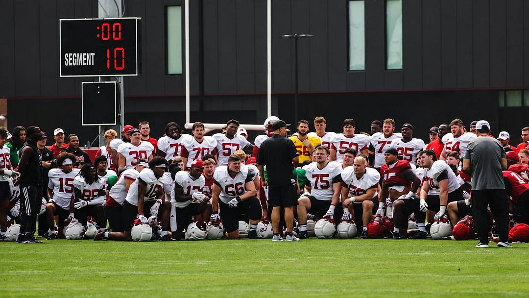 Matt Rhule addresses the team at practice on Sunday. Matt Rhule addresses the team at practice on Sunday.