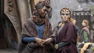 Star Wars: The Acolyte Episode 3 "Destiny." Mother Aniseya (Jodie Turner-Smith) and Mother Koril (Margarita Levieva). Image credit: StarWars.com