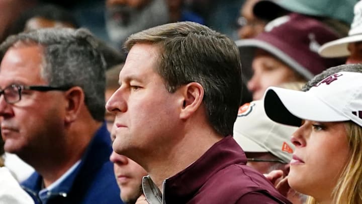 Mar 24, 2024; Memphis, TN, USA; Texas A&M Aggies athletic director Trev Alberts looks on in the first half against the Houston Cougars in the second round of the 2024 NCAA Tournament at FedExForum. Mandatory Credit: John David Mercer-USA TODAY Sports