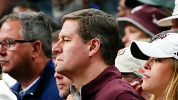 Mar 24, 2024; Memphis, TN, USA; Texas A&M Aggies athletic director Trev Alberts looks on in the first half against the Houston Cougars in the second round of the 2024 NCAA Tournament at FedExForum. Mandatory Credit: John David Mercer-USA TODAY Sports