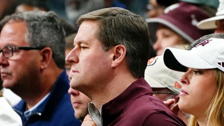 Mar 24, 2024; Memphis, TN, USA; Texas A&M Aggies athletic director Trev Alberts looks on in the first half against the Houston Cougars in the second round of the 2024 NCAA Tournament at FedExForum. Mandatory Credit: John David Mercer-USA TODAY Sports