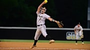 Hernando Tigers Olivia Skinner (3) pitches during game two of the Class 7A MHSAA Softball Championships between Northwest Rankin and Hernando at the University of Southern Miss Softball Complex in Hattiesburg, Miss., on Thursday, May 16, 2024.