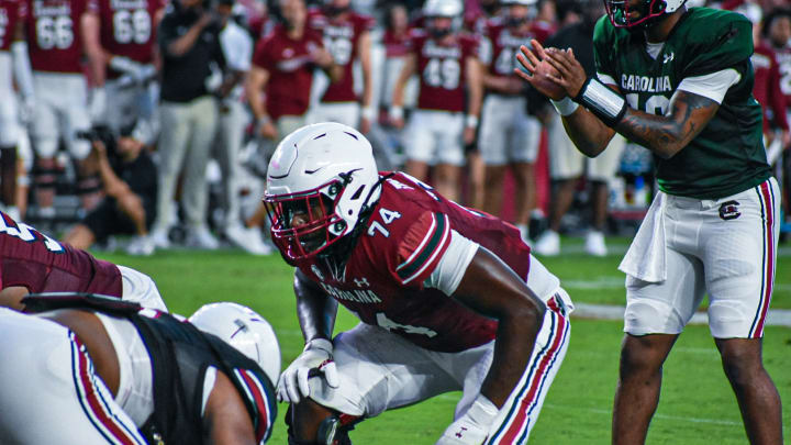 Gamecock lineman Josiah Thompson during the Gamecock spring game on April 20th, 2024.