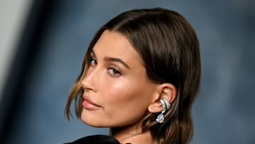 Hailey Bieber attends the Vanity Fair Oscar Party Hosted By Radhika Jones