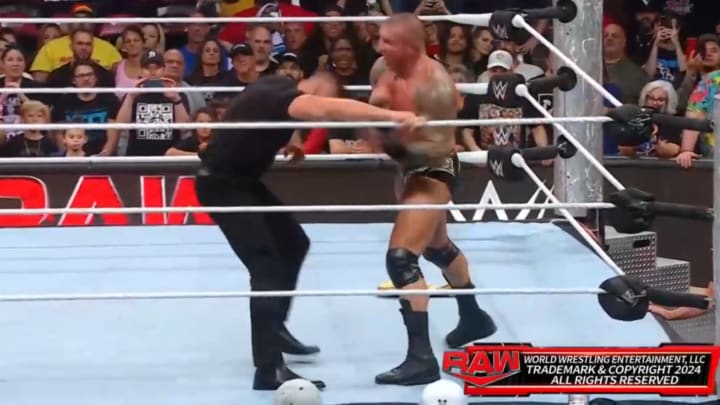 Randy Orton and Gunther brawl at the conclusion of the August 19, 2024 episode of WWE Monday Night Raw.