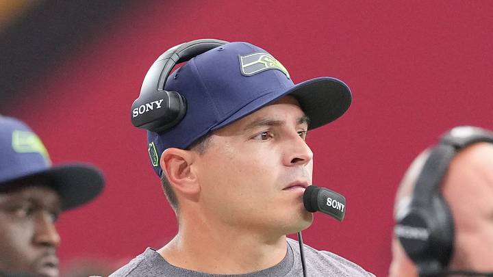 Seattle Seahawks head coach Mike Macdonald looks on