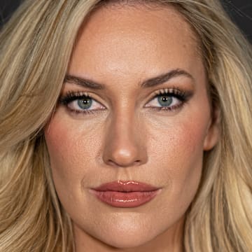 Paige Spiranac at the TAO x Maxim Big Game Party at Southwest Jet Center