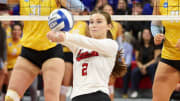 Nebraska's Bergen Reilly hits the ball during the third set against Long Island in an NCAA women's college volleyball tournament first-round match Friday, Dec. 1, 2023, in Lincoln, Neb.