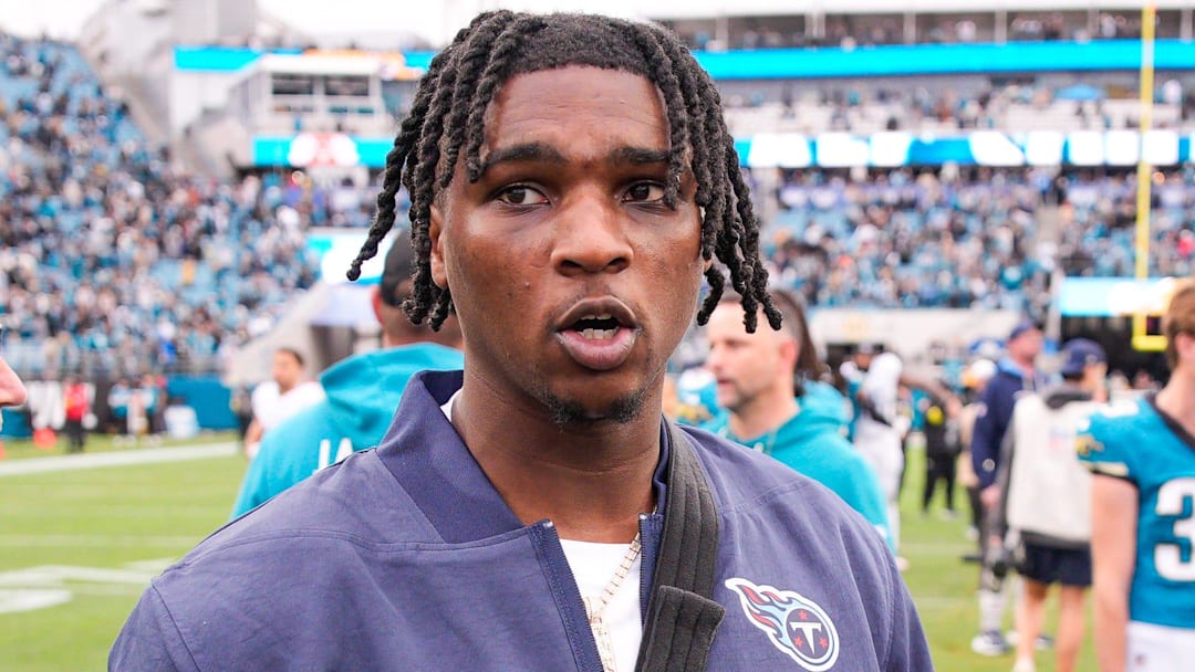 Tennessee Titans quarterback Cam Ward (1) walks off the field after the game at EverBank Stadium, Sunday, Jan. 4, 2026, in Jacksonville, Fla. The Jaguars defeated the Titans 41-7 [Doug Engle/Florida Times-Union]