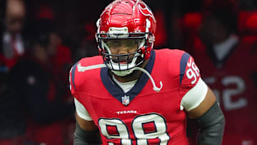 Houston Texans defensive tackle Sheldon Rankins (98) is introduced before playing against the Jacksonville Jaguars at NRG Stadium. 