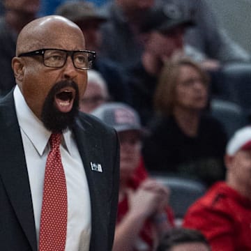 Indiana coach Mike Woodson against Oregon in the Big Ten Tournament at Gainbridge Fieldhouse in Indianapolis.