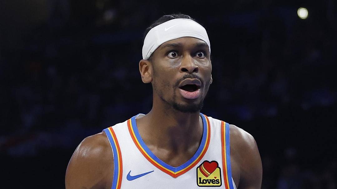 Jan 5, 2026; Oklahoma City, Oklahoma, USA; Oklahoma City Thunder guard Shai Gilgeous-Alexander (2) reacts after an official call following a play against the Charlotte Hornets during the second half at Paycom Center. Mandatory Credit: Alonzo Adams-Imagn Images Jan 5, 2026; Oklahoma City, Oklahoma, USA; Oklahoma City Thunder guard Shai Gilgeous-Alexander (2) reacts after an official call following a play against the Charlotte Hornets during the second half at Paycom Center. Mandatory Credit: Alonzo Adams-Imagn Images
