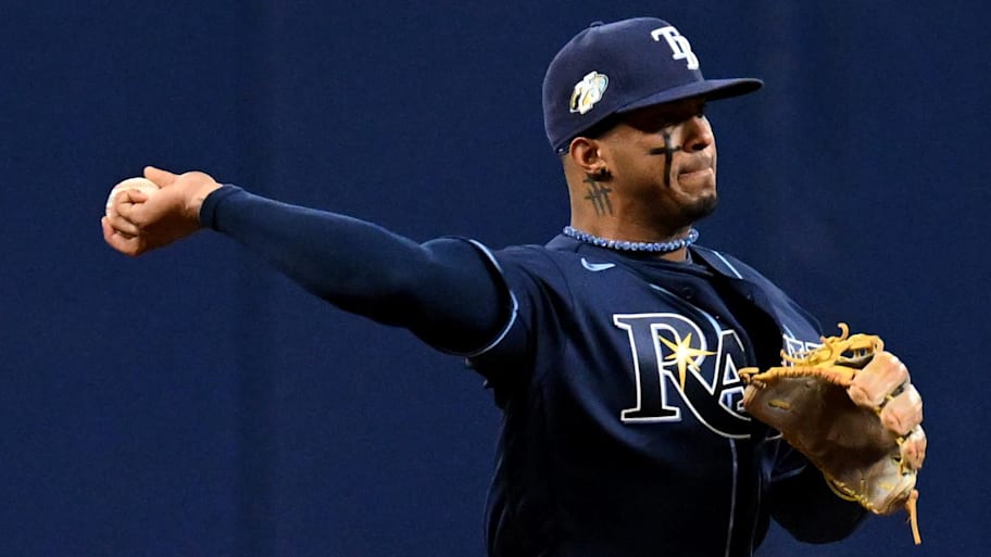 Tampa Bay Rays shortstop Wander Franco throws a ball. | Jonathan Dyer-Imagn Images