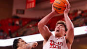 Texas Tech's Nolan Groves grabs a rebound against Lindenwood during a non-conference men's basketball game at United Supermarkets Arena.