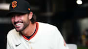 Tony Vitello smiling in a Giants uniform
