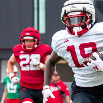 Wide receiver Jaylen Lloyd during Nebraska football fall camp practice No. 9, on Aug. 9, 2024.