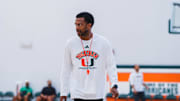Jai Lucas during training camp for the Miami Hurricanes