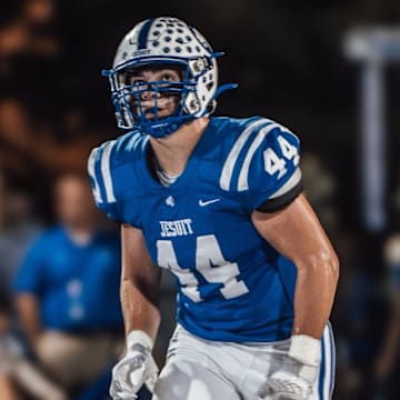 Tampa Jesuit linebacker Colton Haywood recorded a whopping 14 tackles, including eight solo and four for loss, along with one sack, to power the Tigers past Tampa Catholic, 45-7, on Oct. 31.