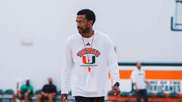 Jai Lucas during training camp for the Miami Hurricanes