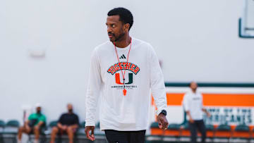 Jai Lucas during training camp for the Miami Hurricanes
