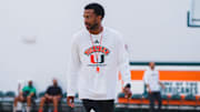 Jai Lucas during training camp for the Miami Hurricanes