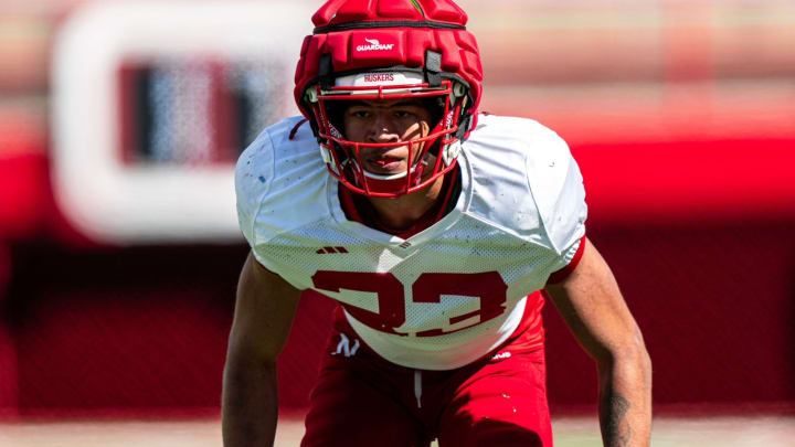 Blye Hill during a Nebraska football practice in spring of 2024. 