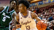 Boston College guard Donald Hand Jr. drives against the Tulane Green Wave. 